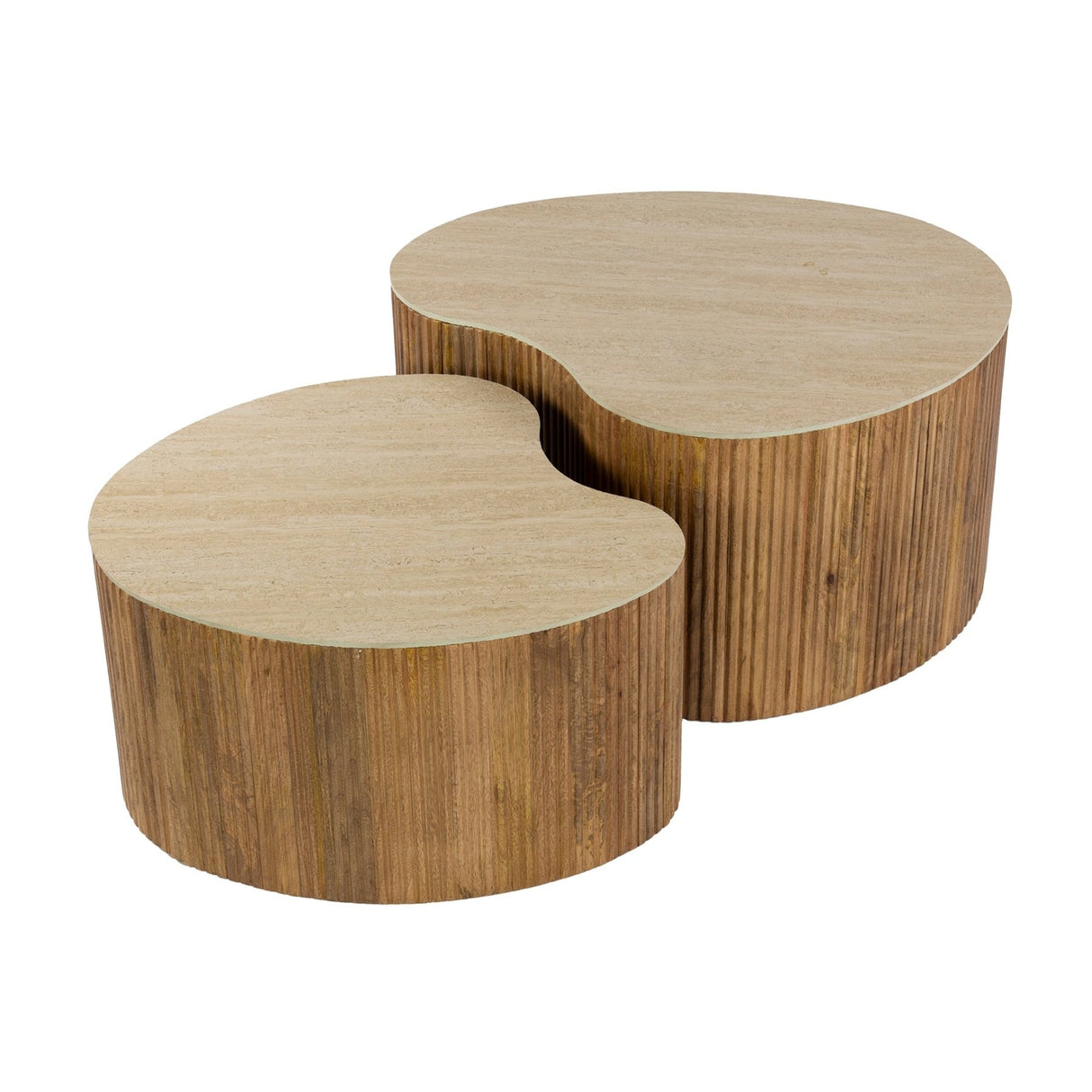 Ensemble de 2 tables basses en forme de goutte en mango sable