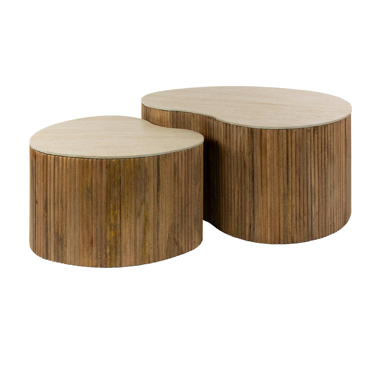 Ensemble de 2 tables basses en forme de goutte en mango sable