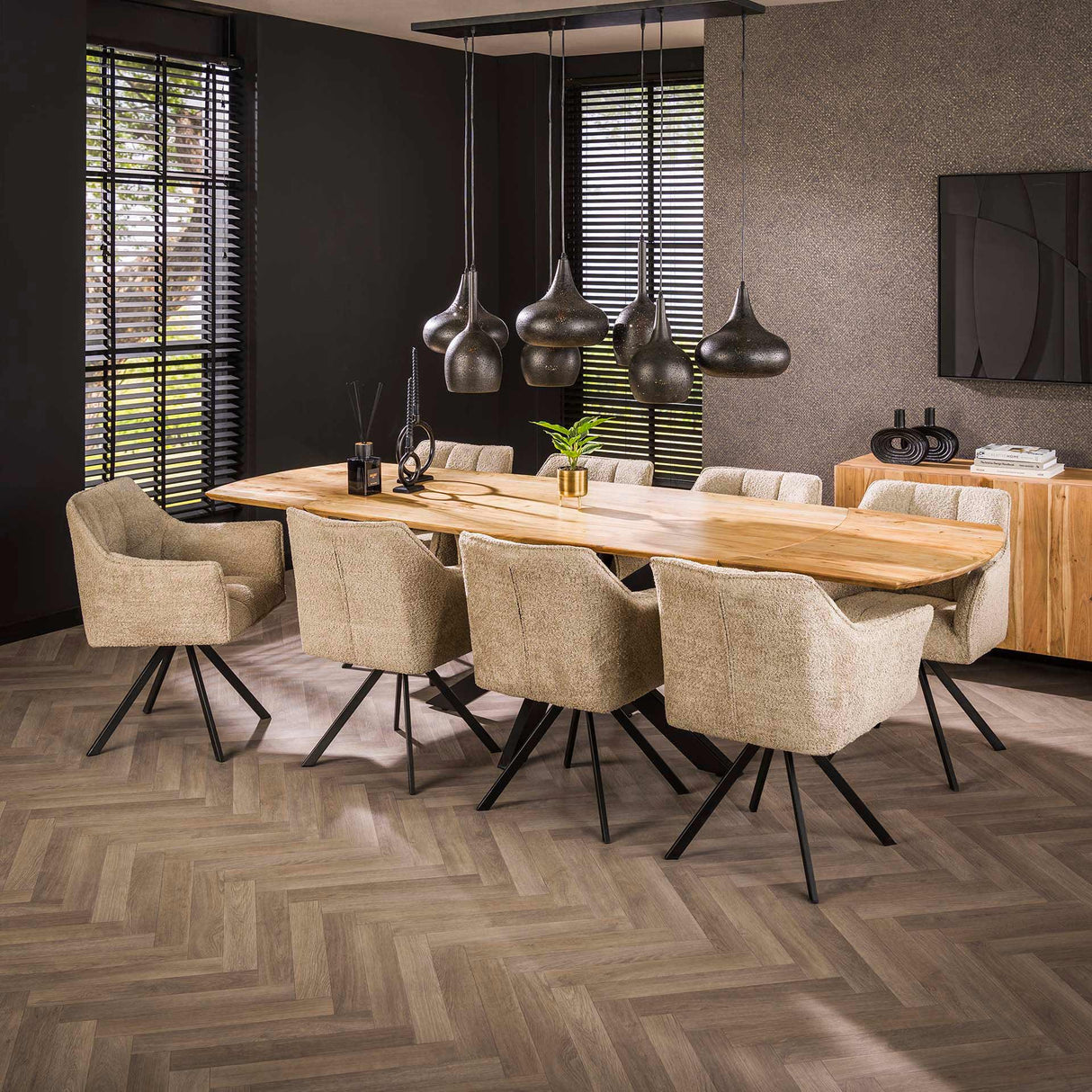 Table à manger extensible Mack Danish Oval Bois d'acacia 175-275x90 cm