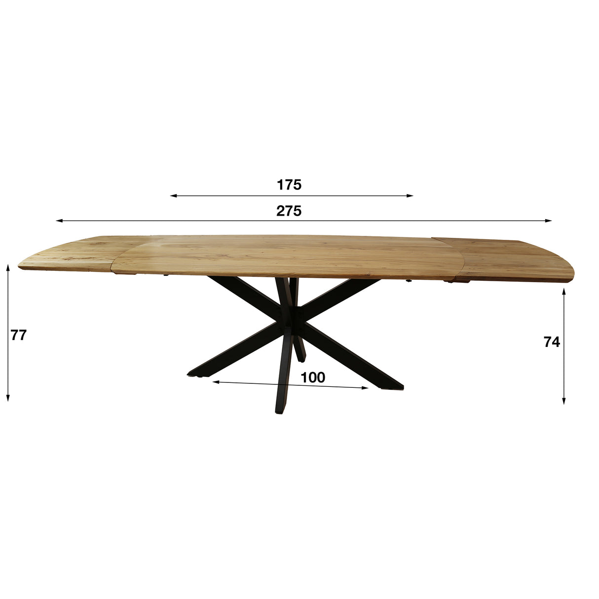 Table à manger extensible Mack Danish Oval Bois d'acacia 175-275x90 cm