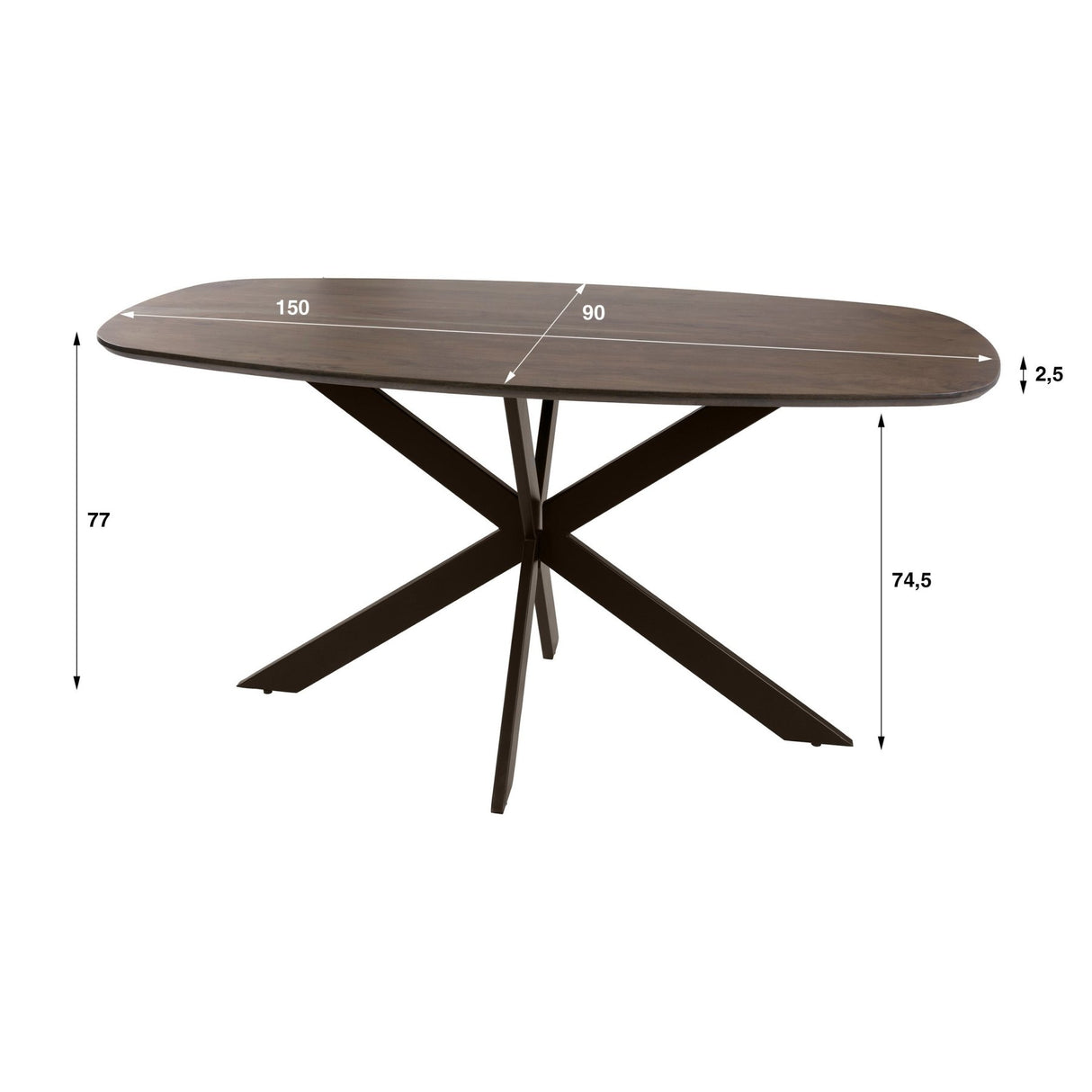 Tavon Table à manger 150x90 Massif Acacia