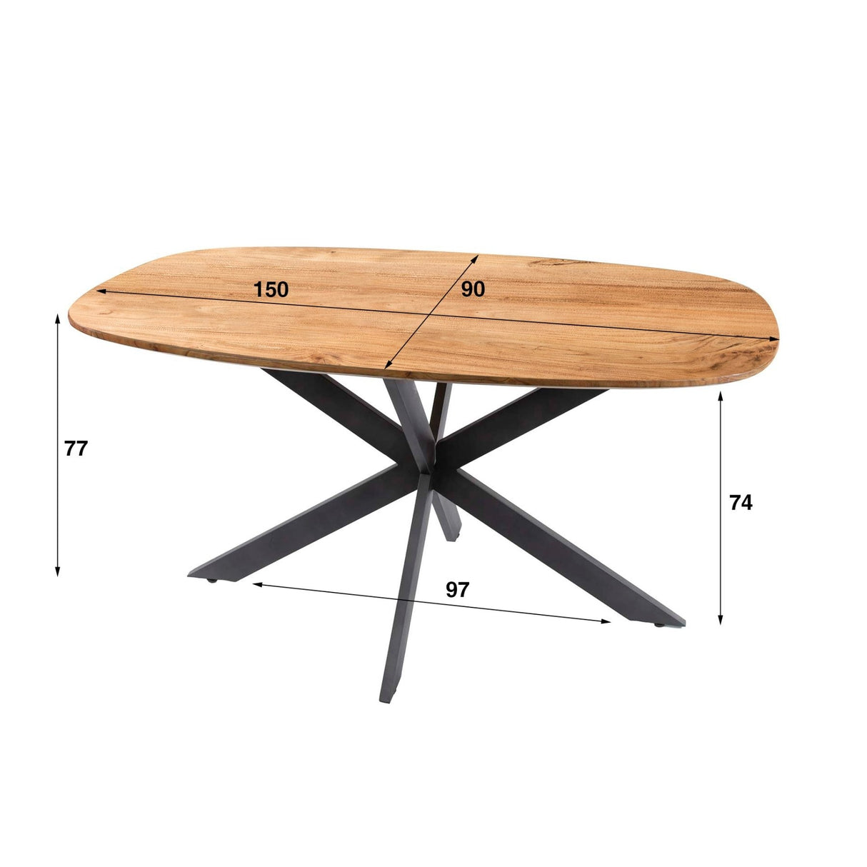 Tavon Table à manger 150x90 Massif Acacia