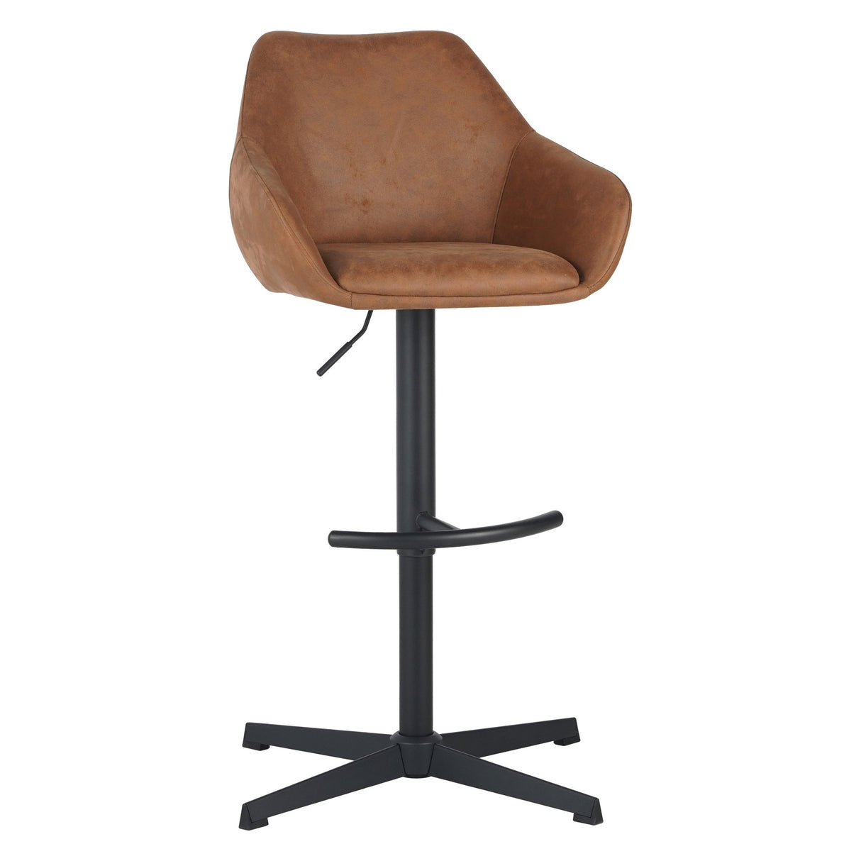 Venom Tabouret de Bar Cognac en Éco-cuir - Chaise de Bar Réglable Pivotante avec Accoudoirs