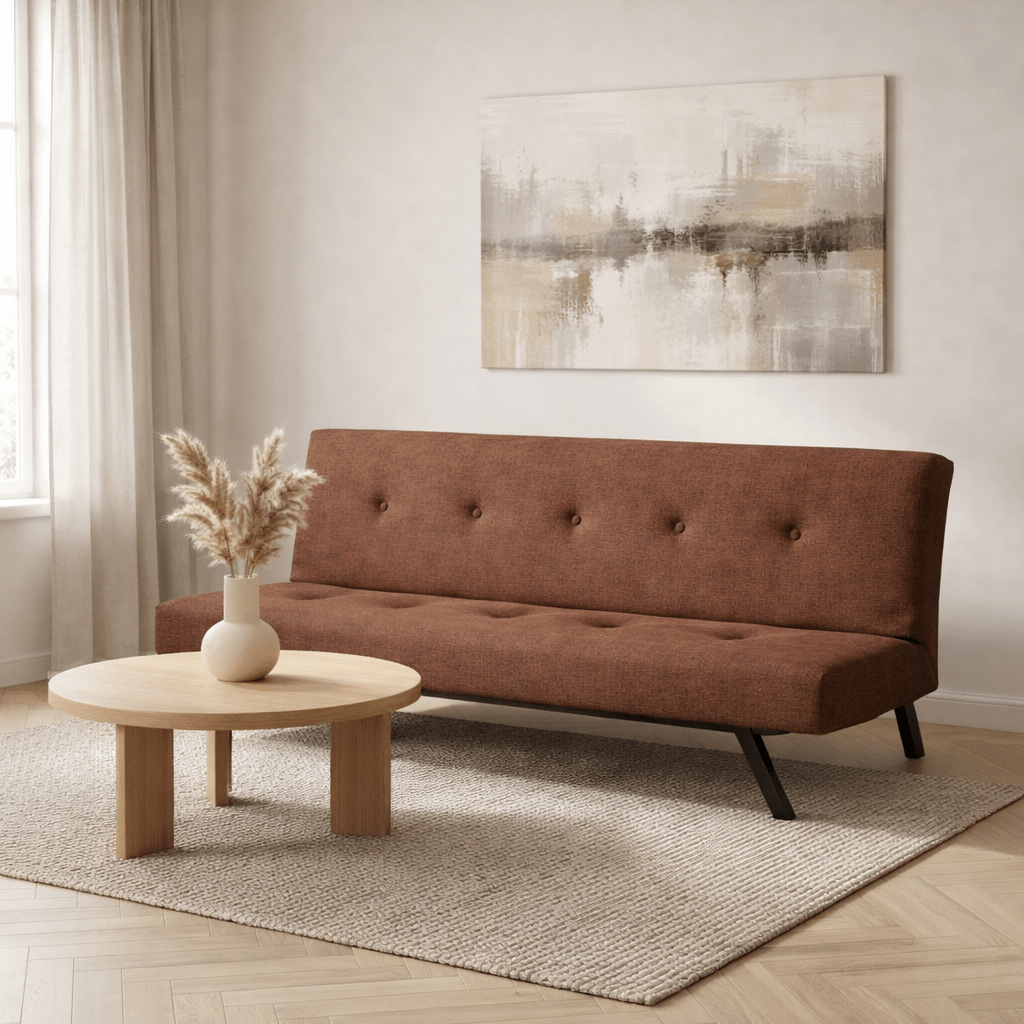 Slaapbank Zoly Bruin Stof 3-Zits - 180 cm - Zonder armleuningen - Zoly