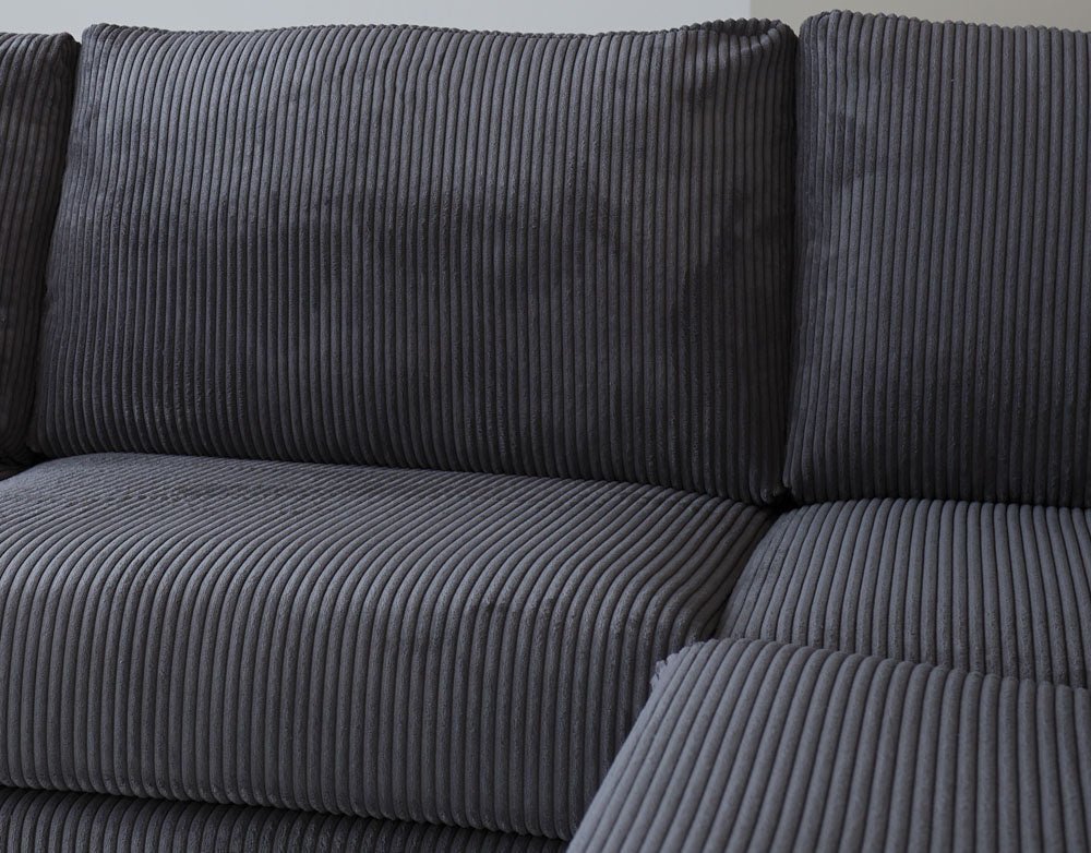 Canapé Gabi DeGeBe Tissu Anthracite Détail photo d'ambiance