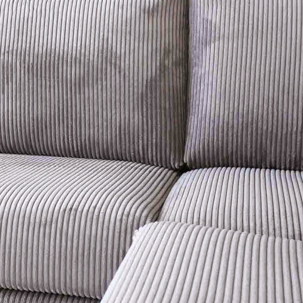 Canapé d'angle en tissu rayé gris clair, canapé gonflable Gabi - droit