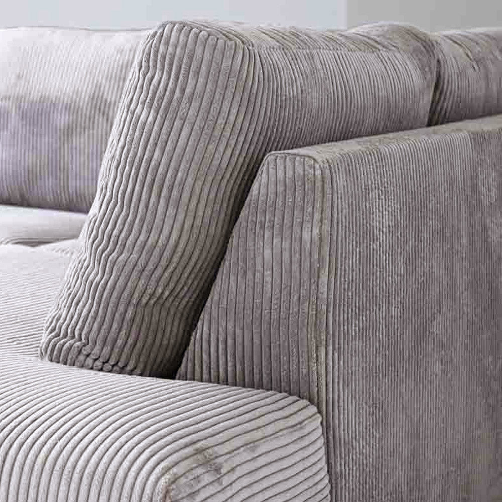 Canapé d'angle en tissu rayé gris clair, canapé gonflable Gabi - droit