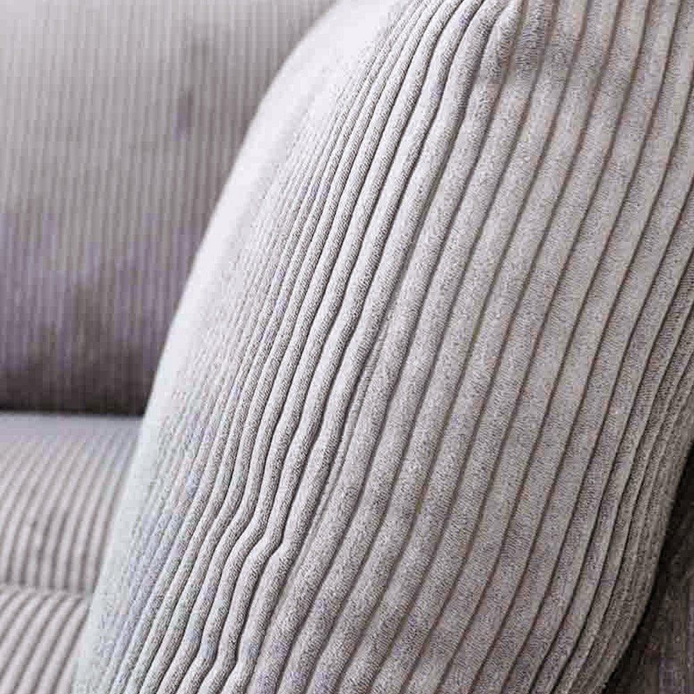 Canapé d'angle en tissu rayé gris clair, canapé gonflable Gabi - droit