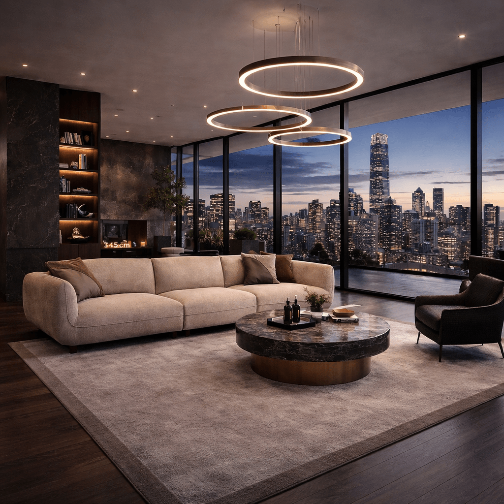 5-zitsbank Grande – Crème Bouclé – 345 cm – Bellagio