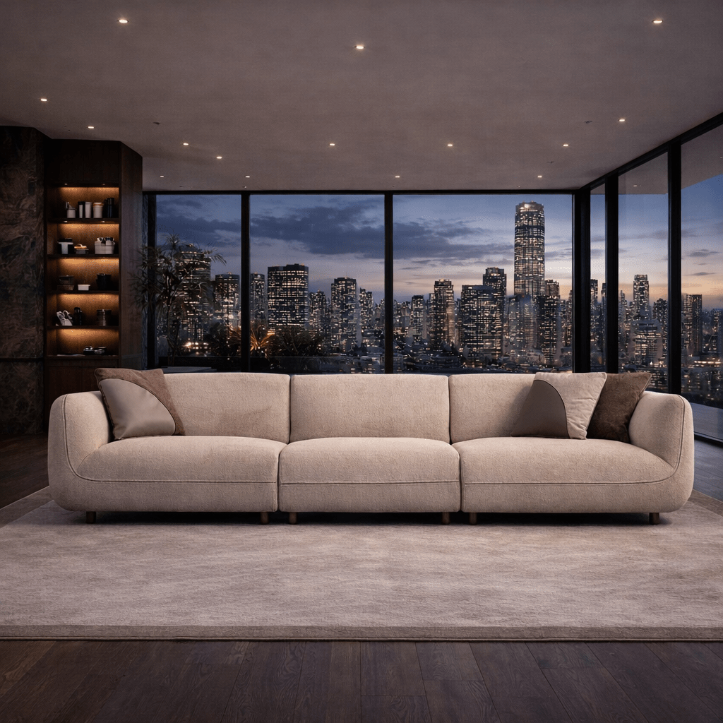 5-zitsbank Grande – Crème Bouclé – 345 cm – Bellagio