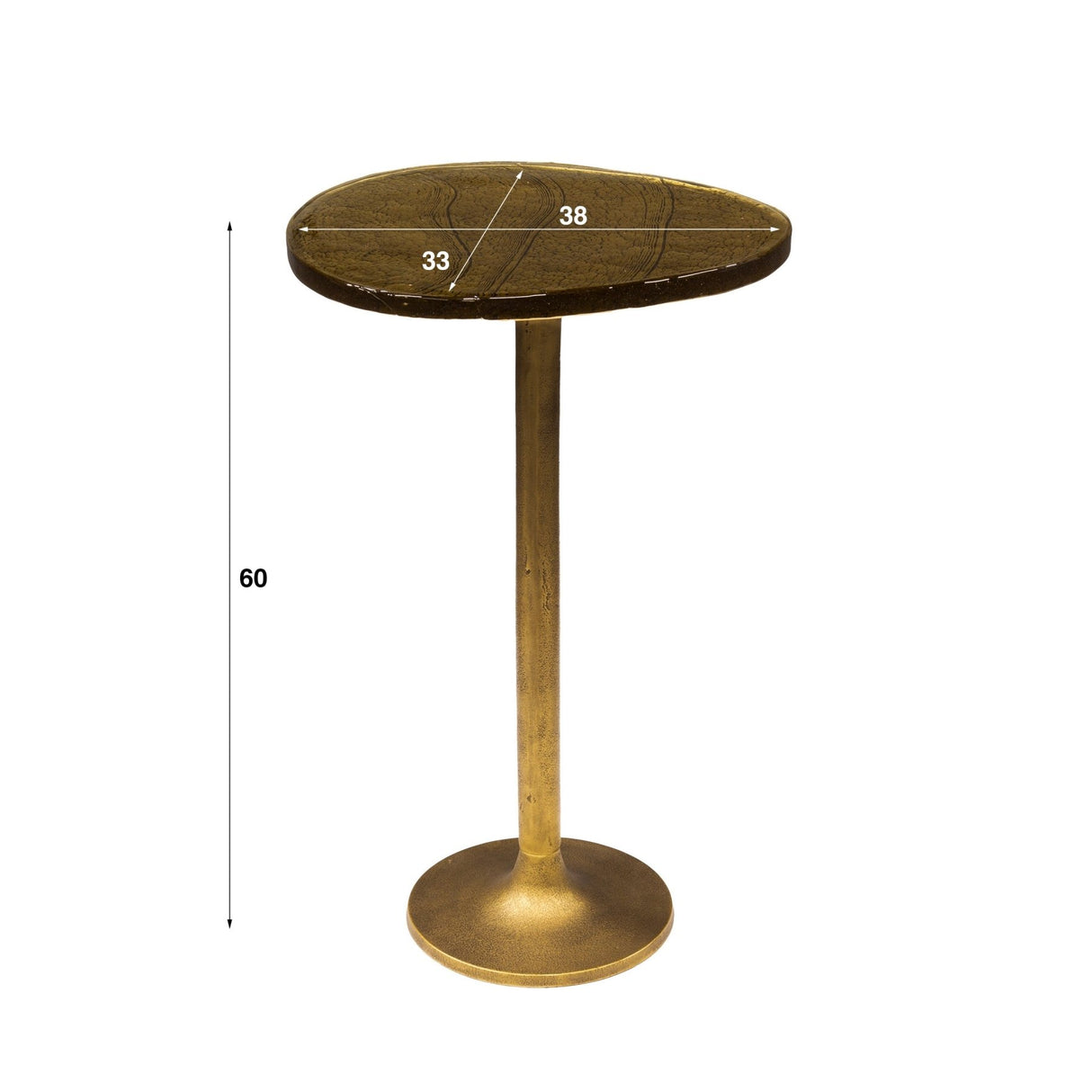 Table d'appoint Nola en Or Antique - 60 cm de haut