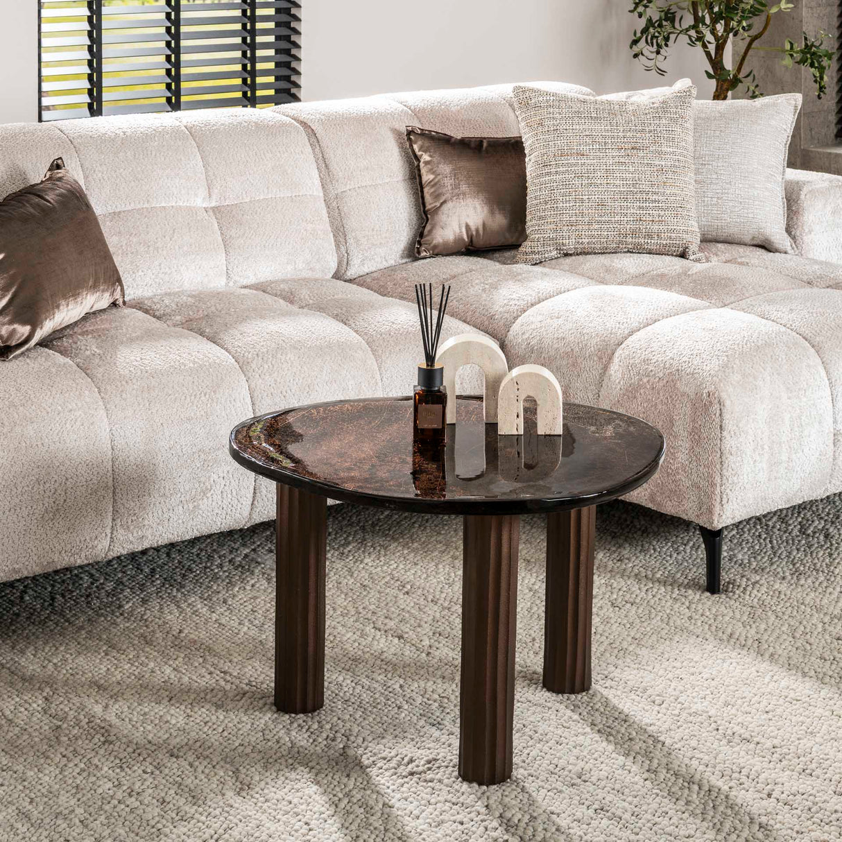 Table basse Vesta L cuivre antique 70x59 cm