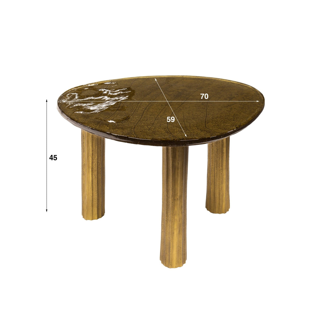Table basse organique Aurora L – Or antique – 70x59 cm