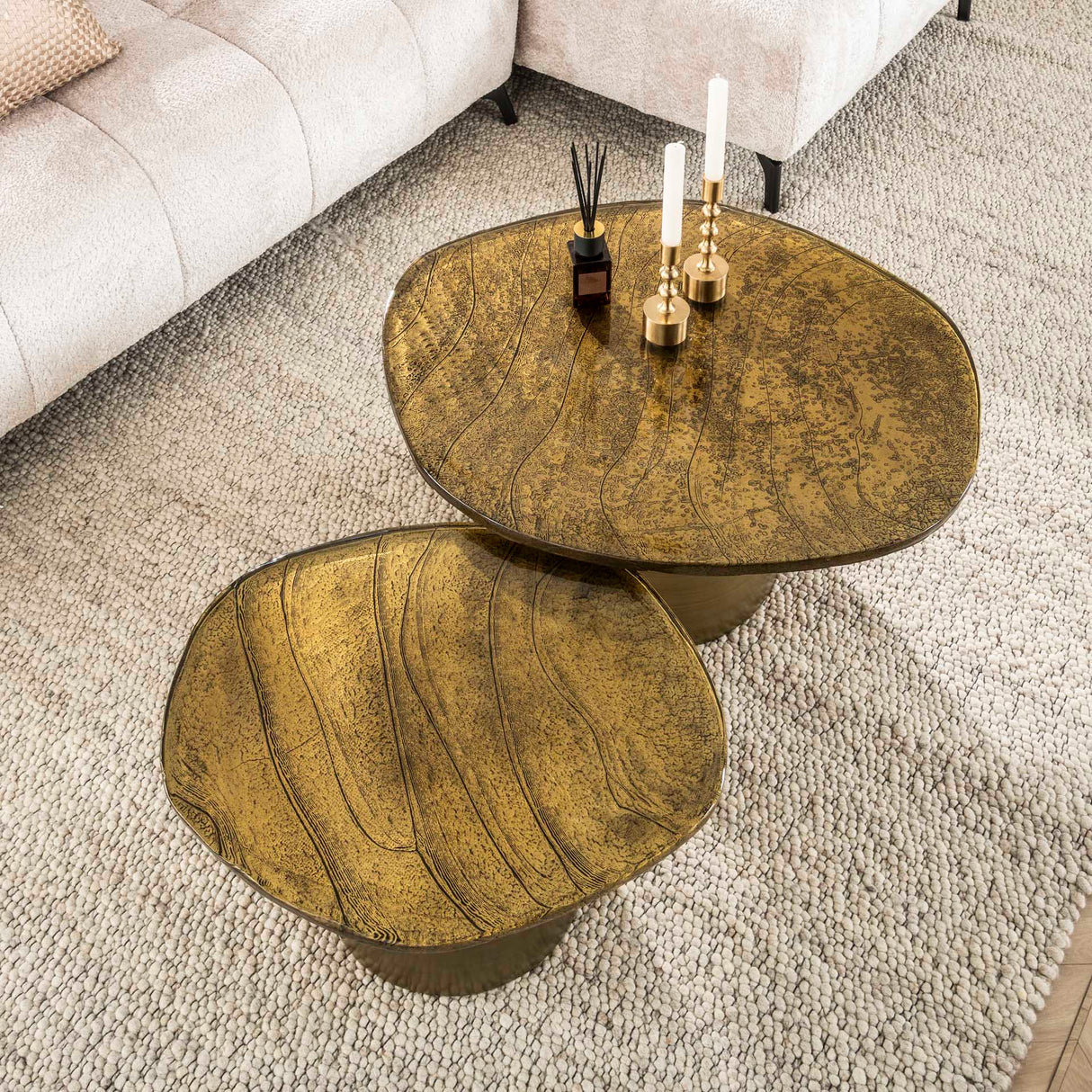 Ensemble de tables basses Aurelia – Or Antique – Ensemble de 2