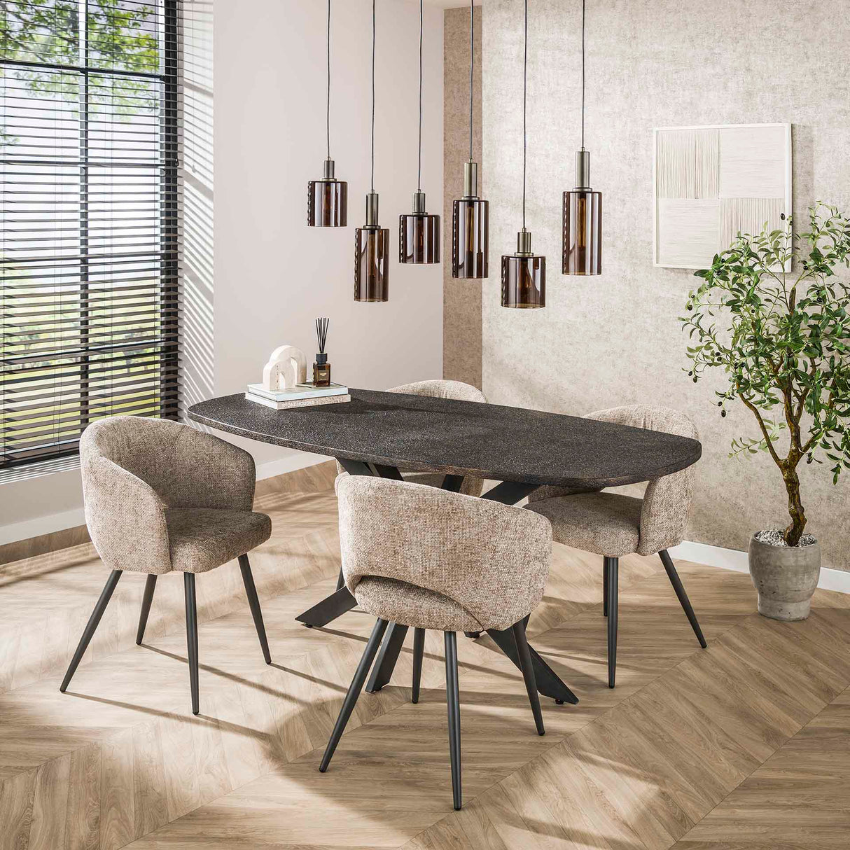 Table à manger Jax Danois Ovale 180 cm - Gris Métallique