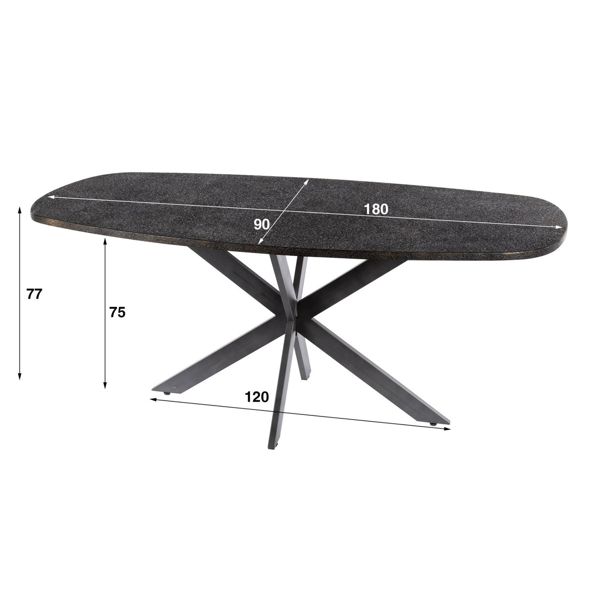 Table à manger Jax Danois Ovale 180 cm - Gris Métallique