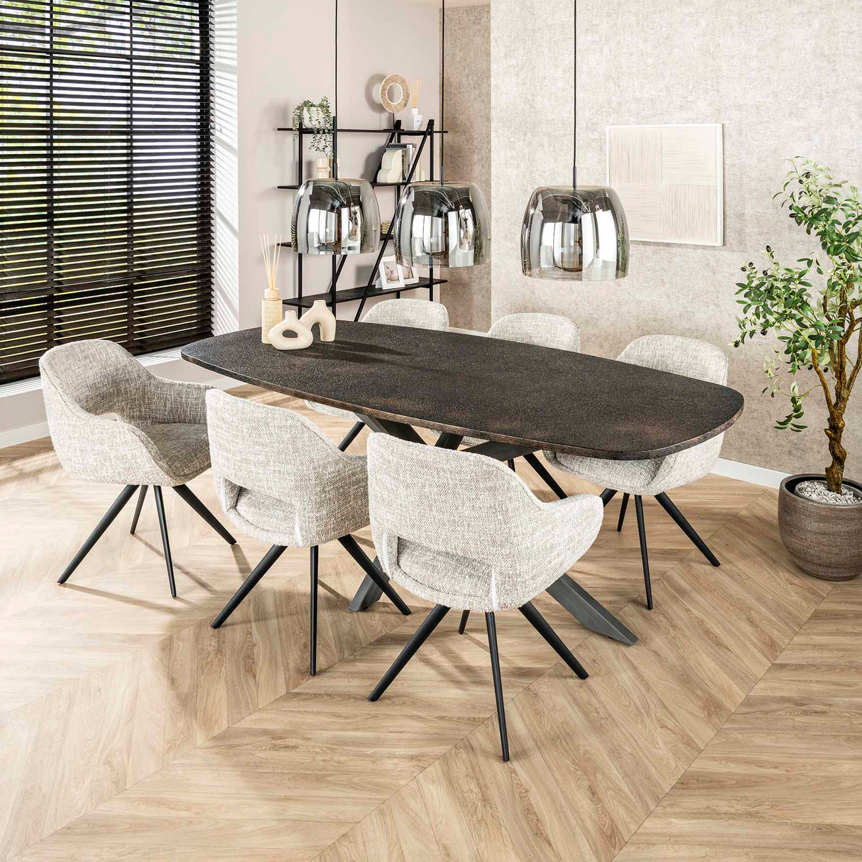 Table à manger Jax Danois Ovale 215 cm - Métallique Gris