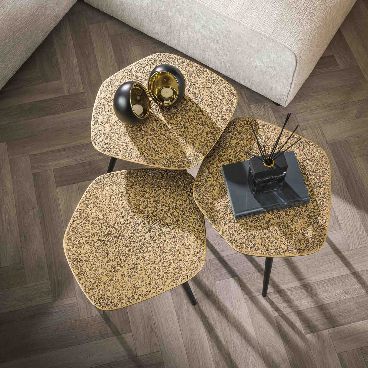 Salontafel set van 3 Moana metaal goud