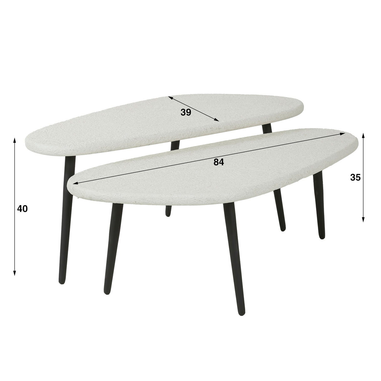 Table basse bio lot de 2 Miya marbre composite