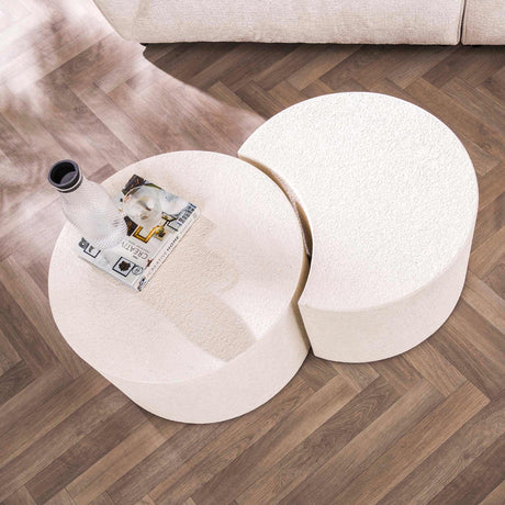 Salontafel set van 2 Sylas maanvormig Marmer composiet wit