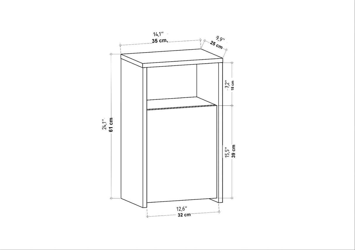 Carlin nachtkastje antraciet 61,4 cm Gemelamineerd houtcomposiet