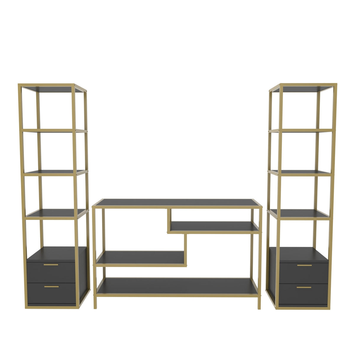 Ensemble de meubles télévisés Robbins Gold Gold Anthracite Mélamine 198x160x39 cm