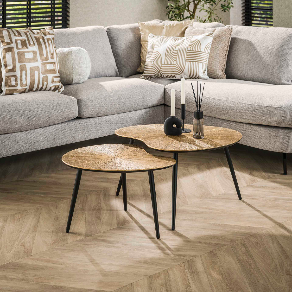 Ensemble de tables basses Nier – Métal Or Antique (2 pièces)