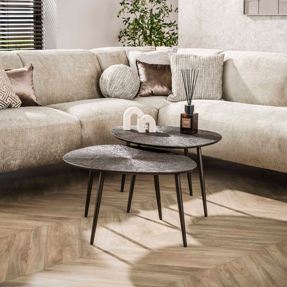 Ensemble de tables basses Juno Bronze foncé Métal - Ensemble de 2