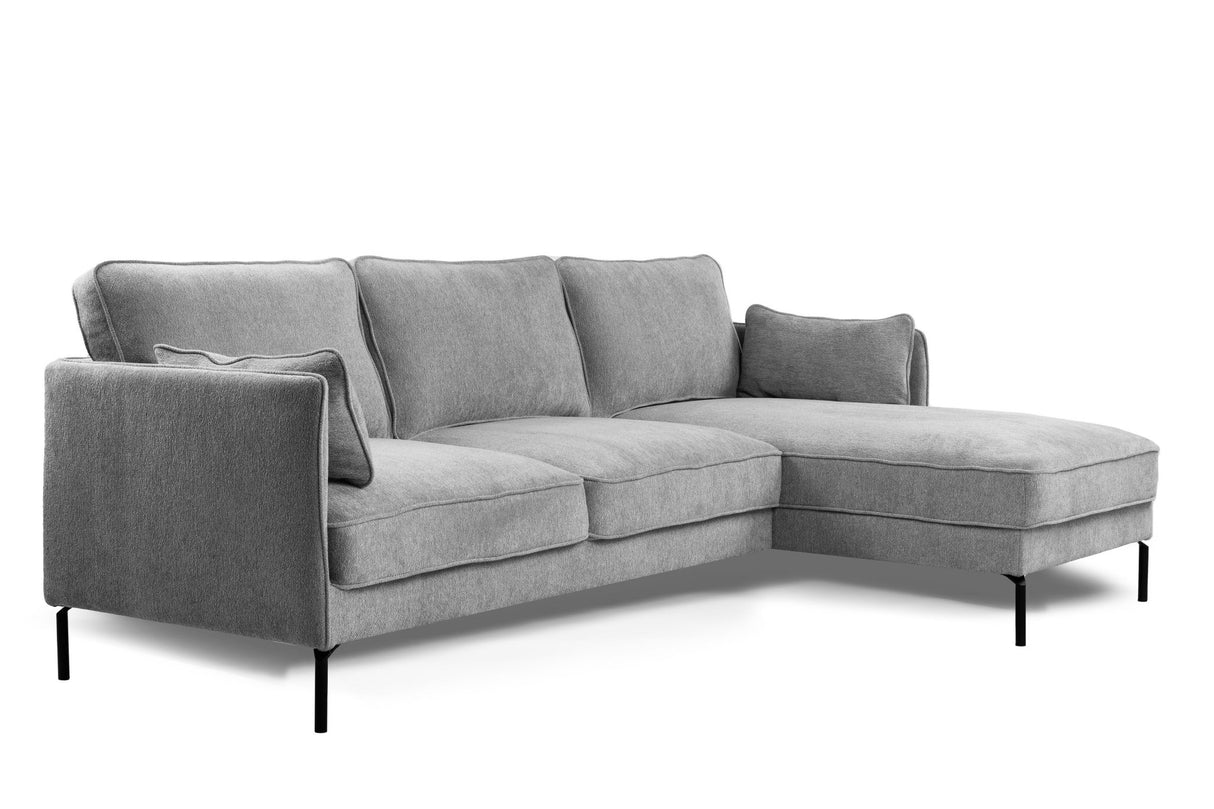 Canapé d'angle Peppin tissu gris clair - droite