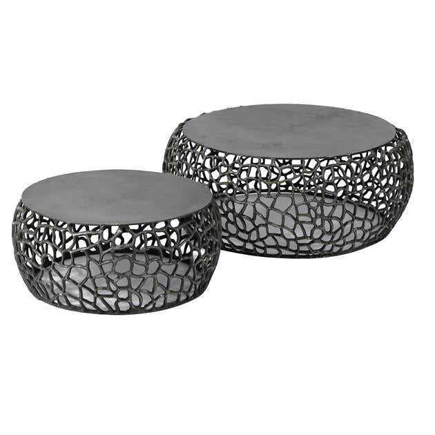 Ensemble de table basse de 2 nickel noir Nola
