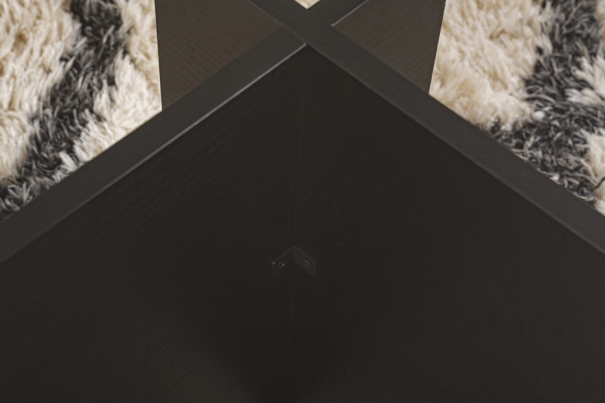 Rechthoekige Moderne Salontafel Vetroni Zwart Hout Look - Glas - 105x65 cm