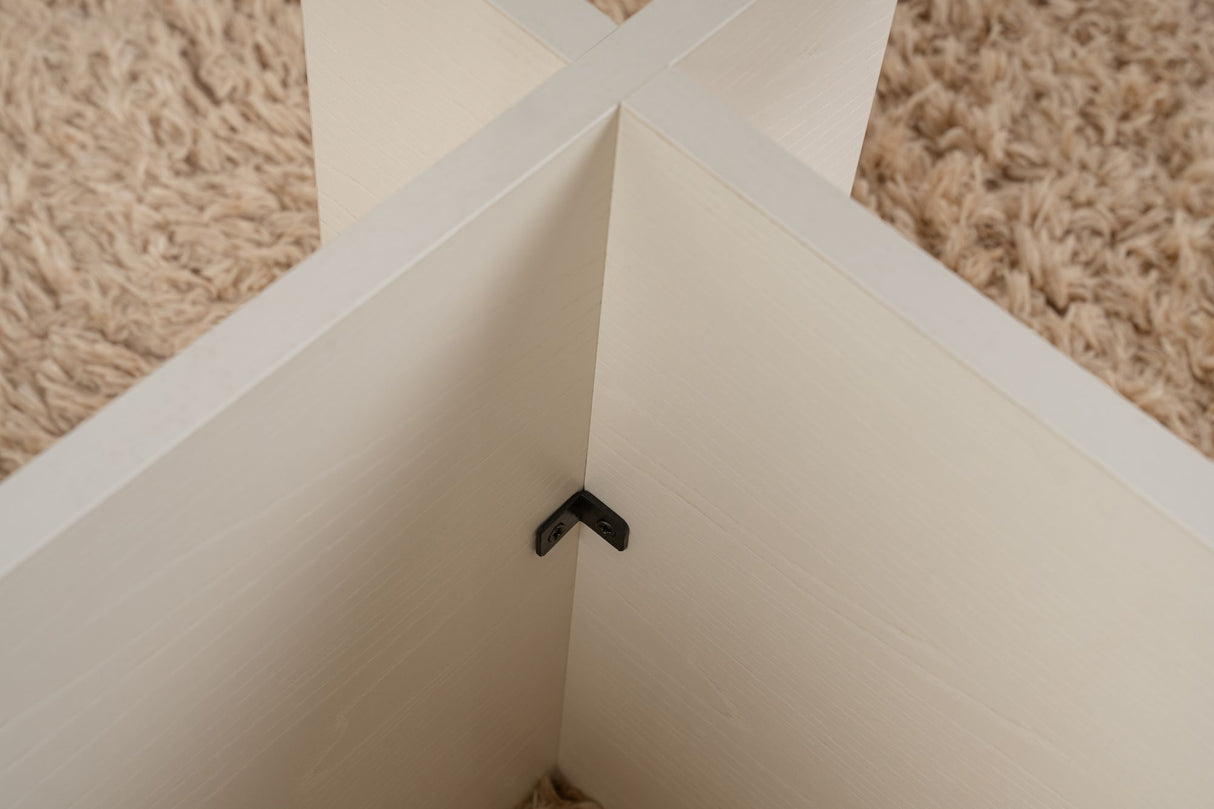 Table basse moderne rectangulaire Vetroni aspect bois blanc - Verre - 105x65 cm