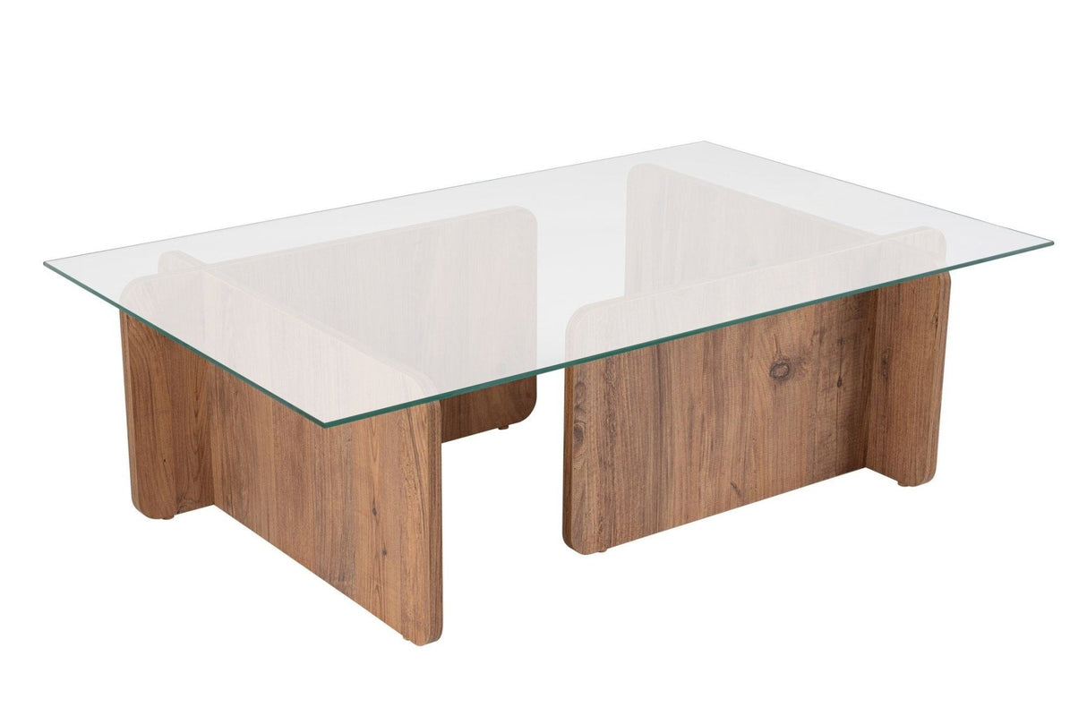 Table basse en mélamine de pin atlantique verre opale 105x65x30 cm
