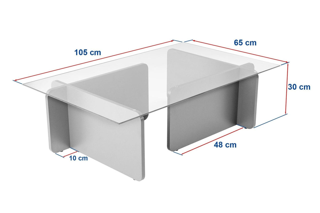 Salontafels - Salontafel Atlantisch Dennenhout Melamine Glas Opal 105x65x30 cm - Dimehouse