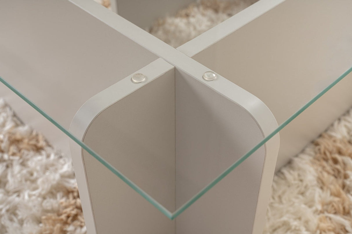 Salontafel Grijs Melamine Glas Opal 105x65x30 cm