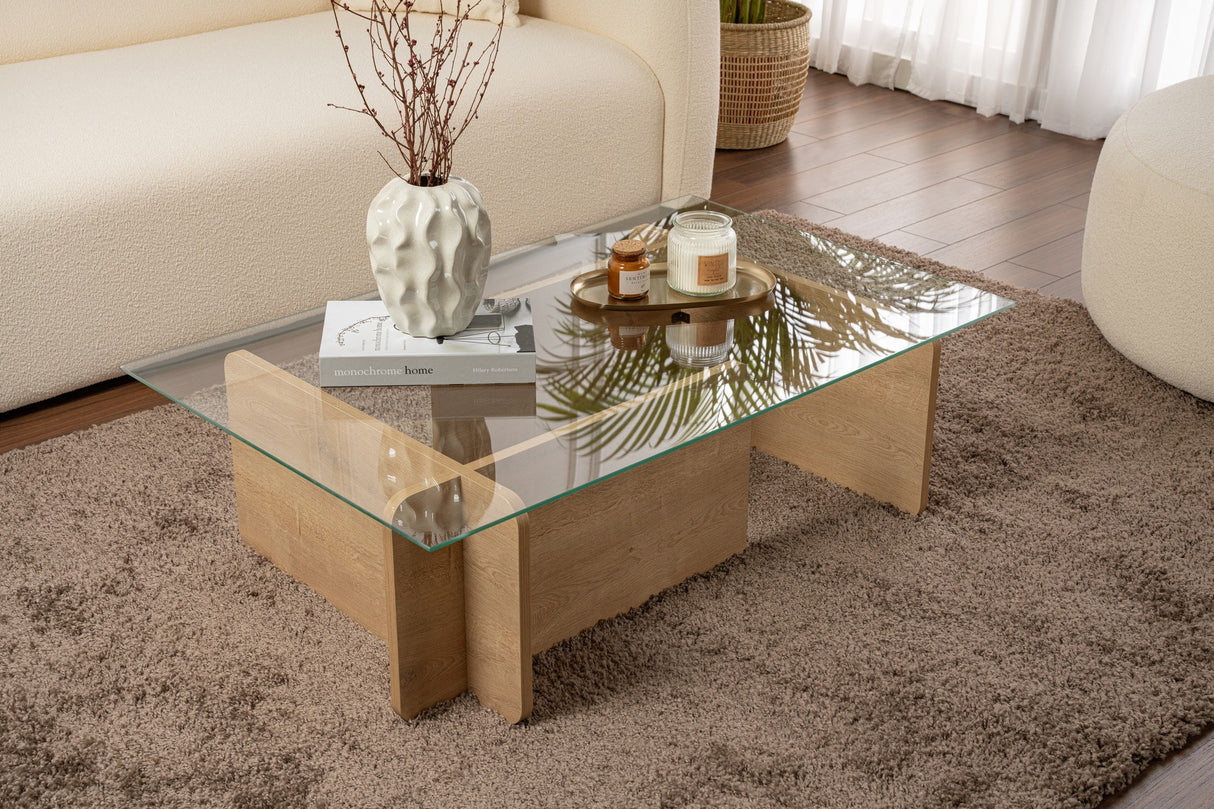 Table basse Naturel Verre Opal 105x65x30 cm