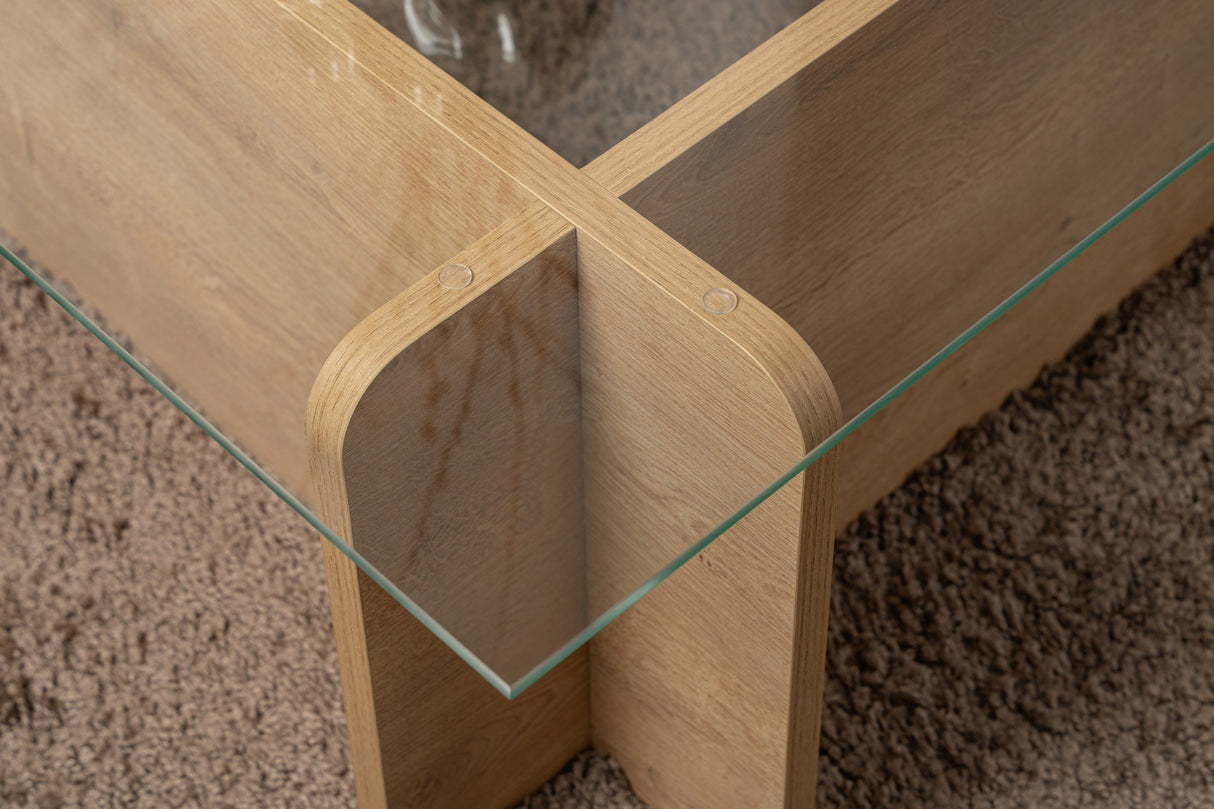 Table basse Naturel Verre Opal 105x65x30 cm