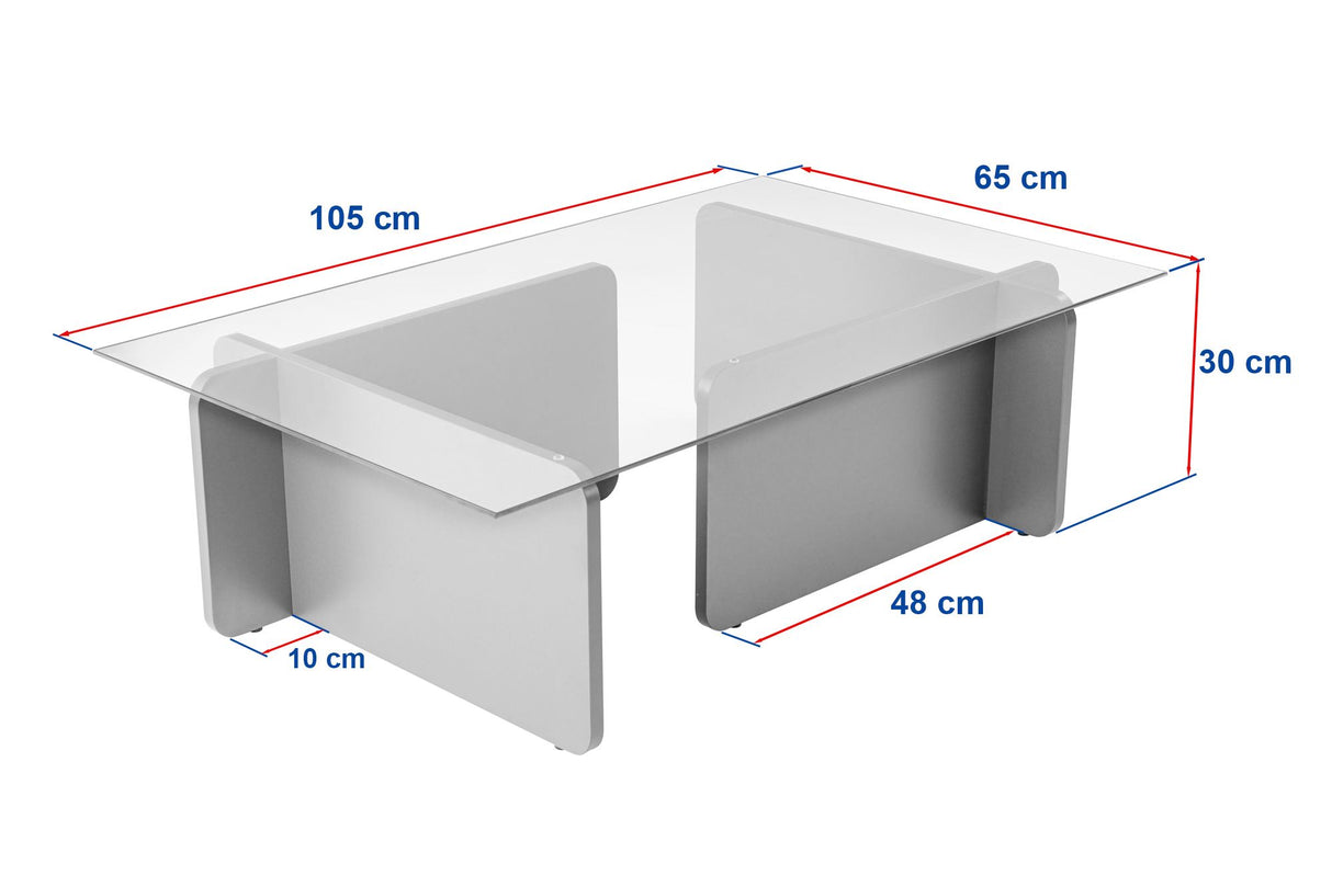 Salontafels - Salontafel Naturel Walnoot Glas Opal 105x65x30 cm - Dimehouse
