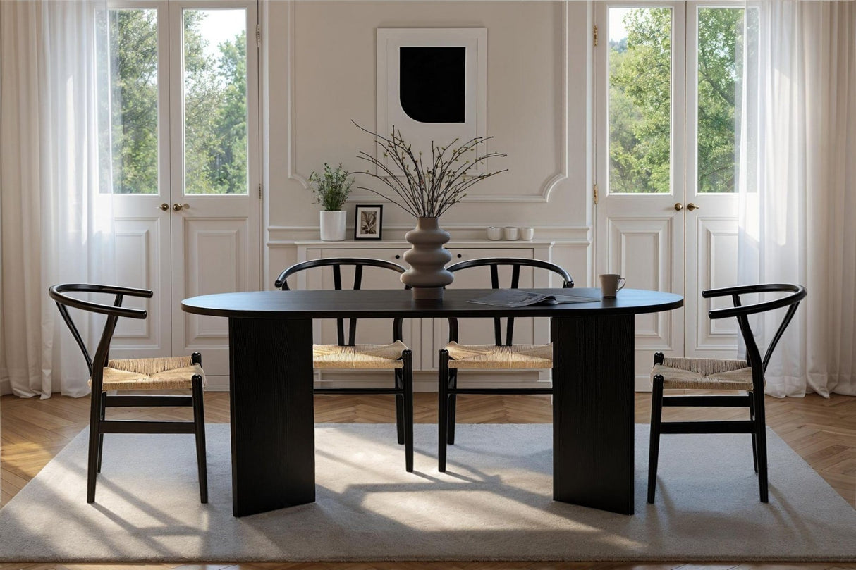 Table à manger Sablin en bois noir 180x89,5x75 cm en mélamine