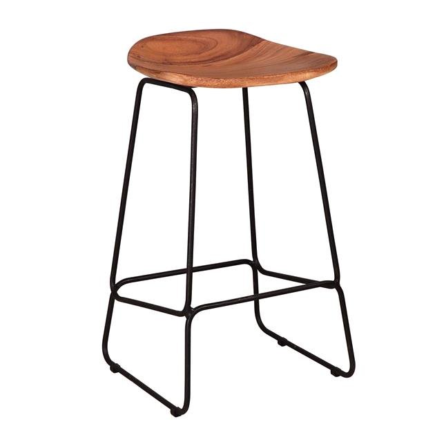 Industriële Barkruk Acaciahout Elly - Zithoogte 71 cm - Zonder Rugleuning