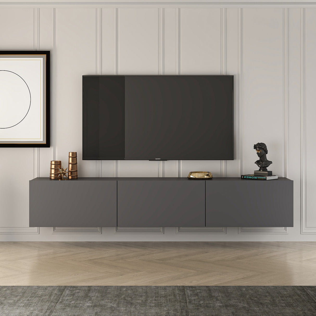 West Wandplank antraciet 150 cm Gemelamineerd hout