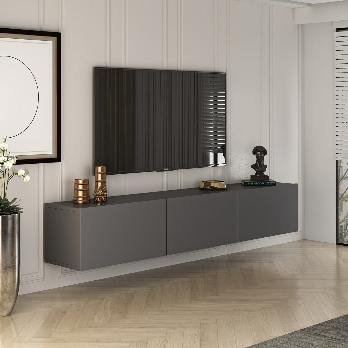 West Wandplank antraciet 150 cm Gemelamineerd hout
