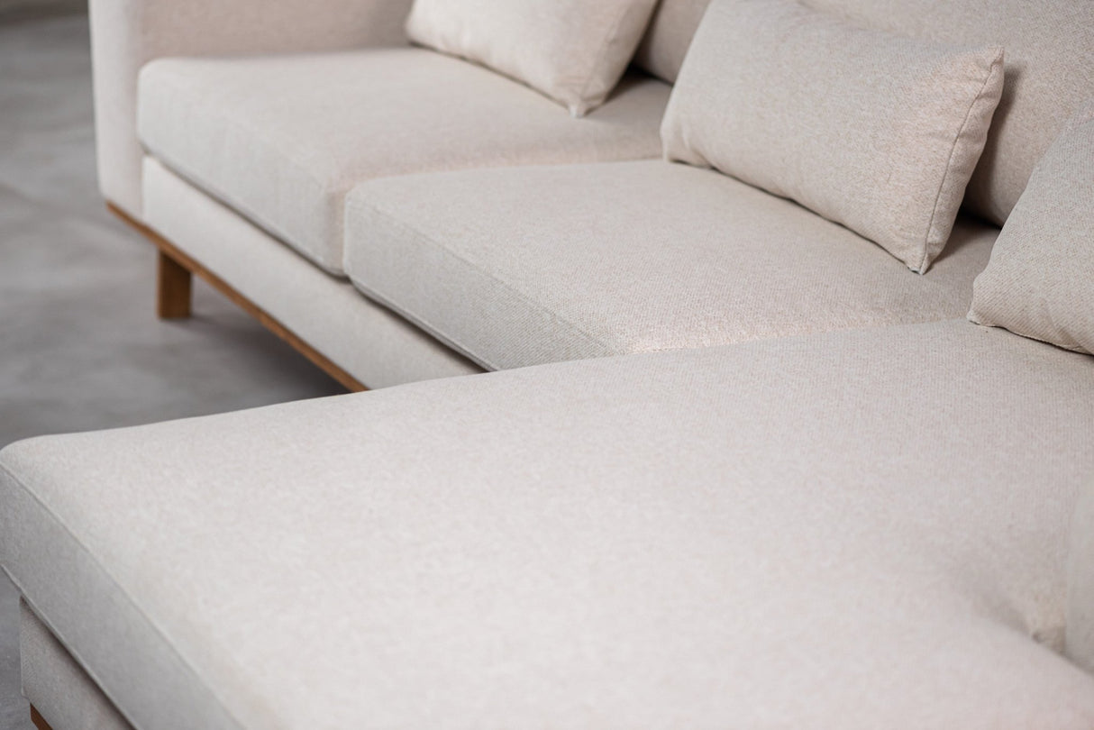 Canapé d'angle à 3 places Ezra doussine beige