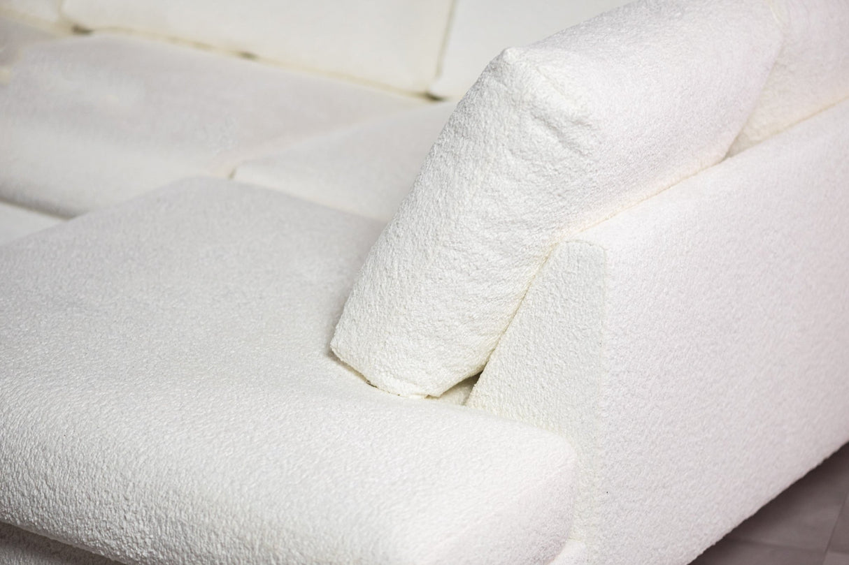 Canapé d'angle à 3 places Niya bouclé blanc