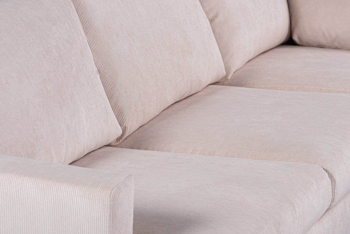 Canapé d'angle à 3 places Chiara ribstof beige