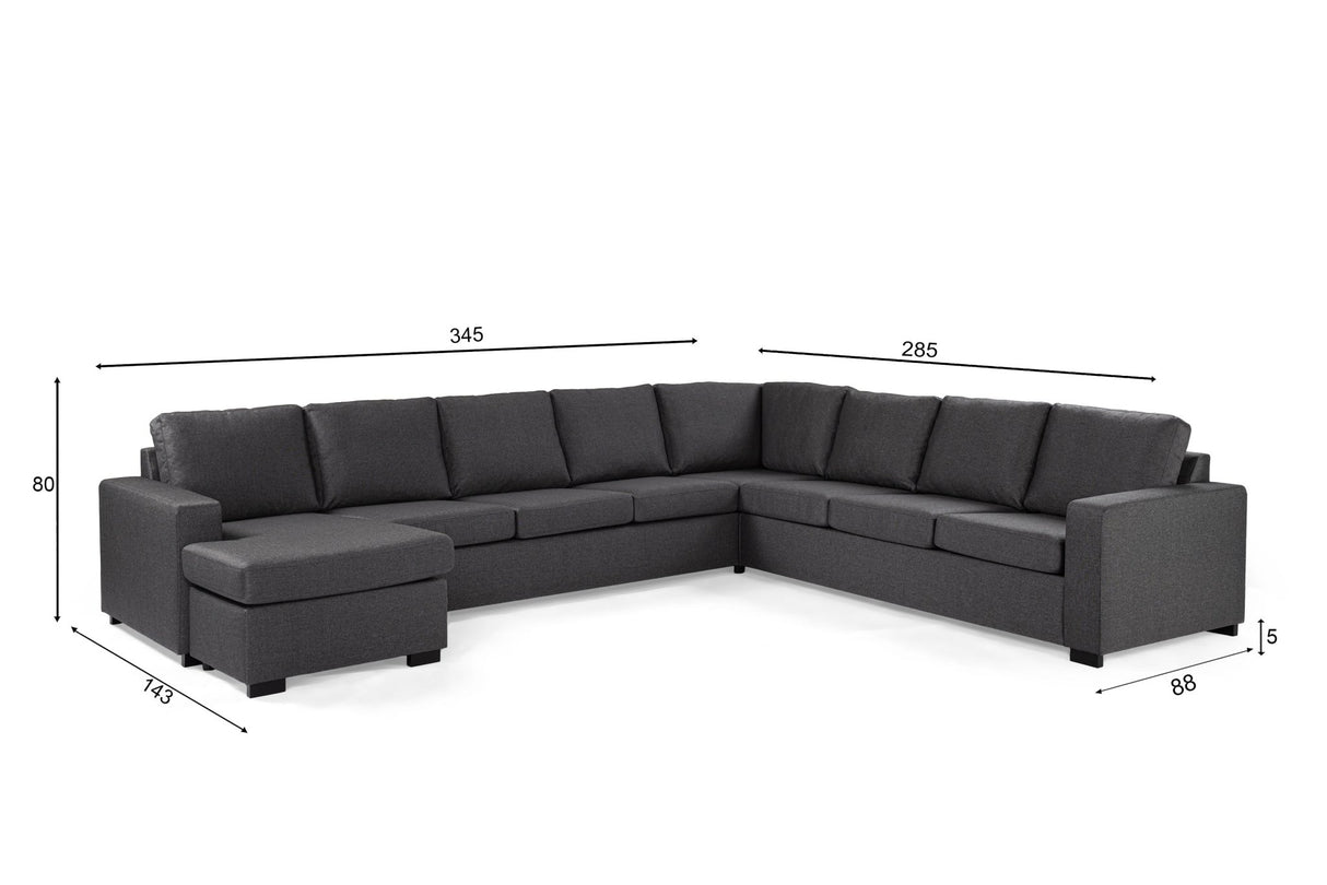 Canapés - Canapé d'angle tissu anthracite - 7 - personnes - 345 x 285 cm - Blake - Dimehouse