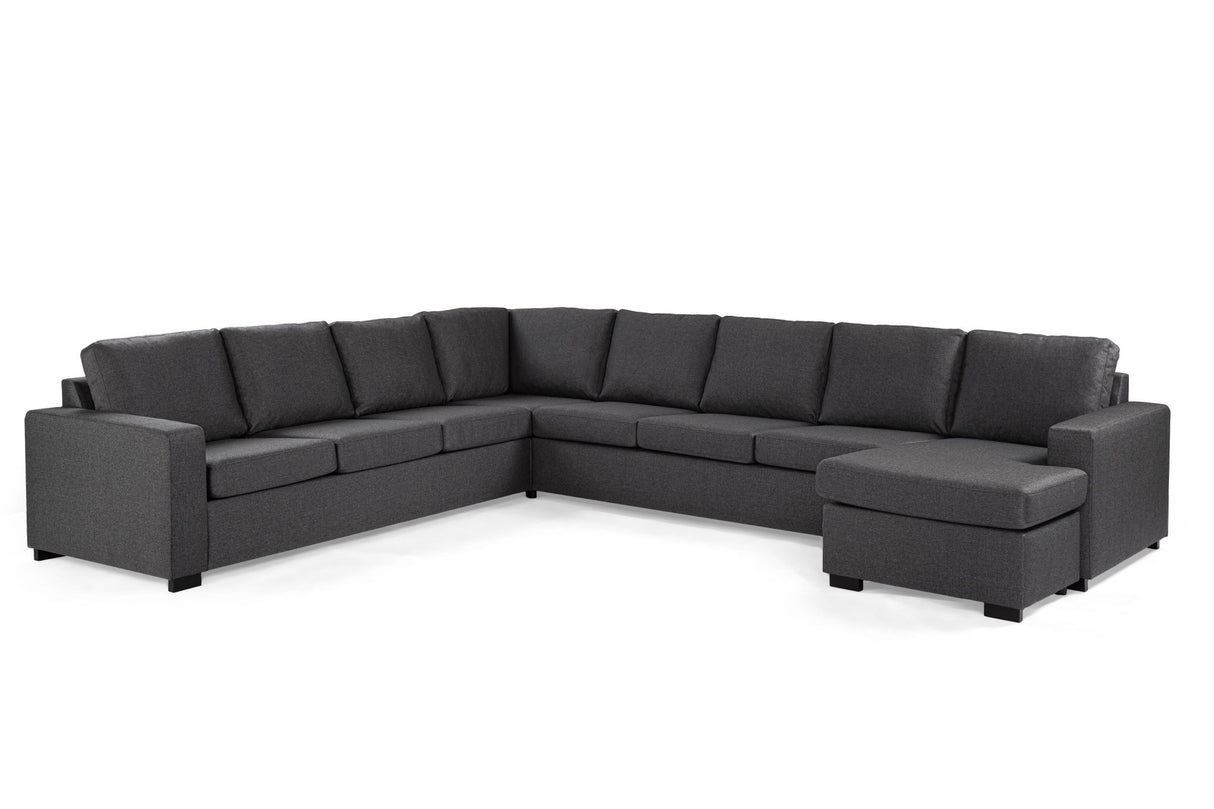 Canapés - Canapé d'angle tissu anthracite - 7 - personnes - 345 x 285 cm - Blake - Dimehouse