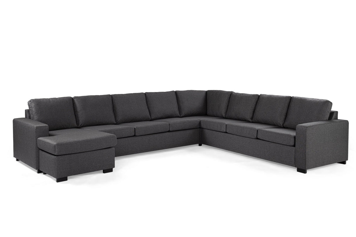 Canapés - Canapé d'angle tissu anthracite - 7 - personnes - 345 x 285 cm - Blake - Dimehouse