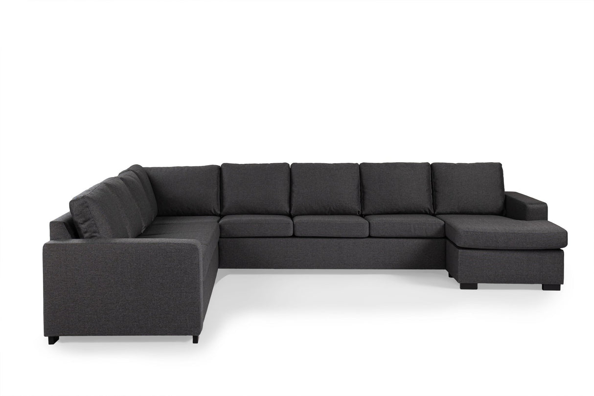 Canapés - Canapé d'angle tissu anthracite - 7 - personnes - 345 x 285 cm - Blake - Dimehouse