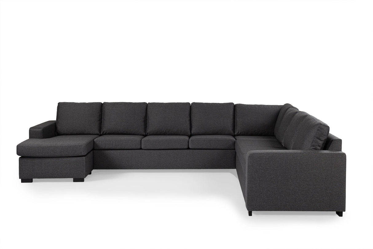 Canapés - Canapé d'angle tissu anthracite - 7 - personnes - 345 x 285 cm - Blake - Dimehouse